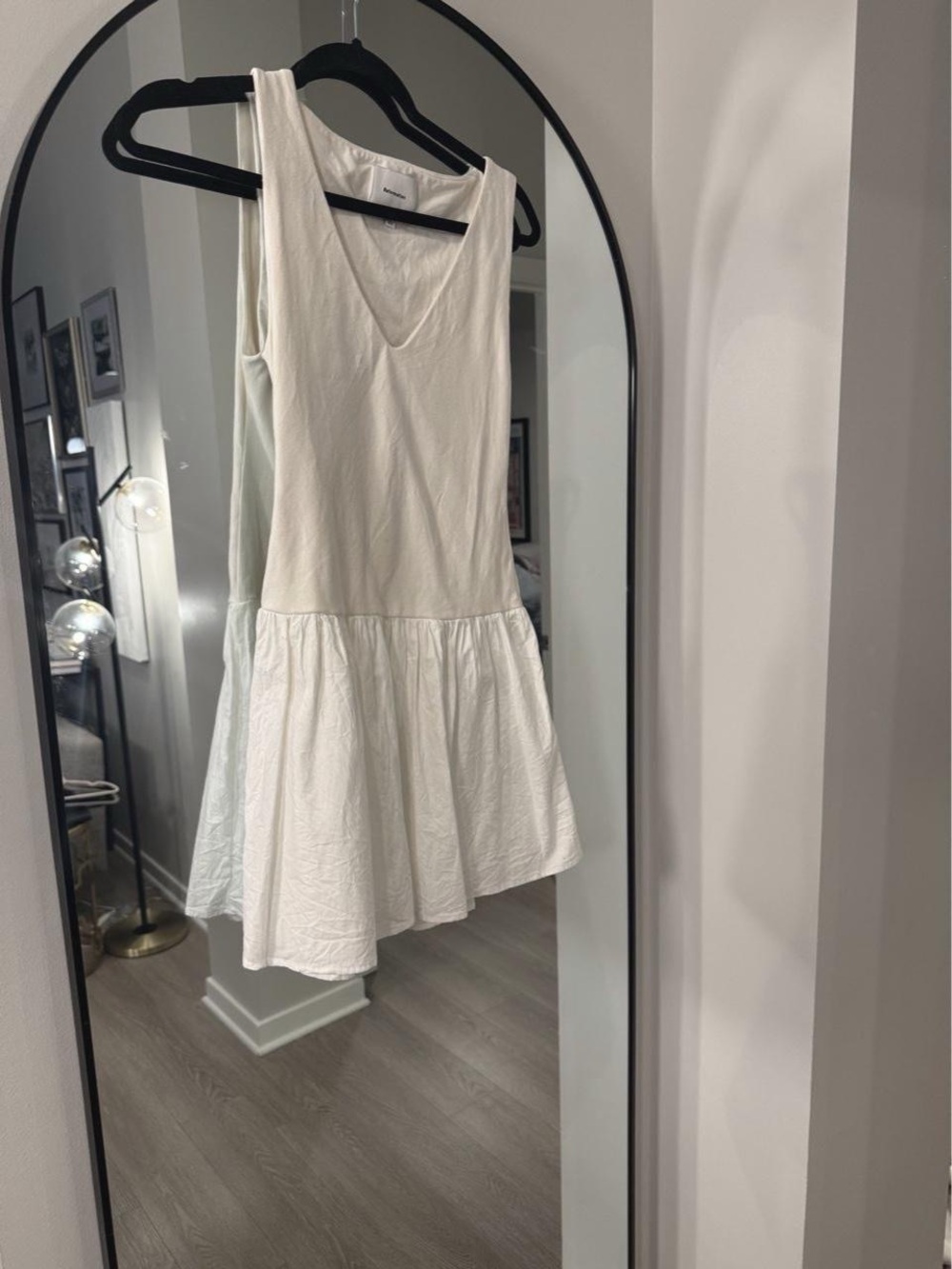 Reformation “Alyssa Knit Dress” in Natural / Cream / Ivory and White, XS